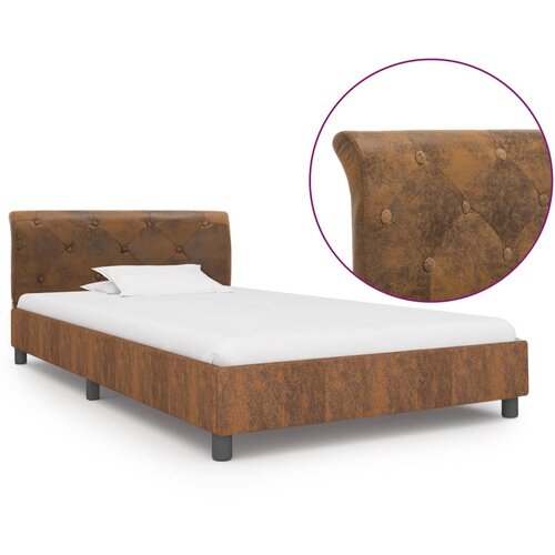VidaXL Posteljni okvir rjav iz umetnega semi&amp;scaron; usnja 100x200 cm, (20606610) Slike