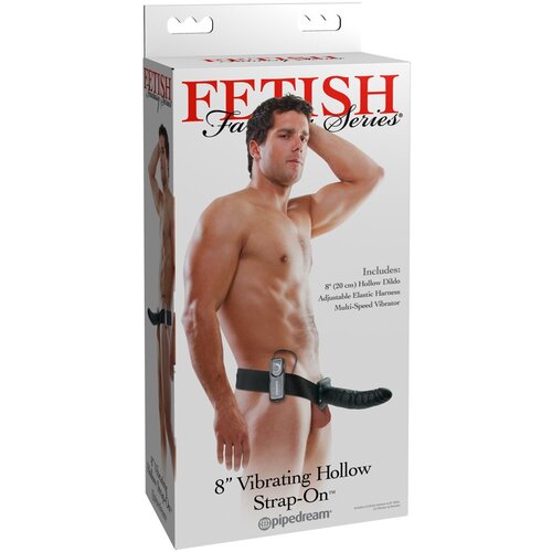 Pipedream Fetish Strap-On 8 - strap-on, šuplji vibrator (crni) Cijene