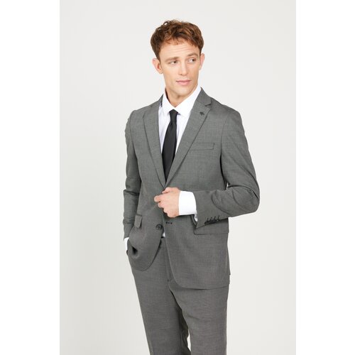 ALTINYILDIZ CLASSICS Men's Black-gray Regular Fit Relaxed Cut Mono Collar Patterned Suit Cene