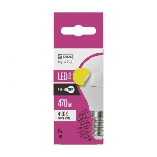 Emos led žarnica classic mini globe 6W, E14, nevtralna bela ZQ1221.3 Cene
