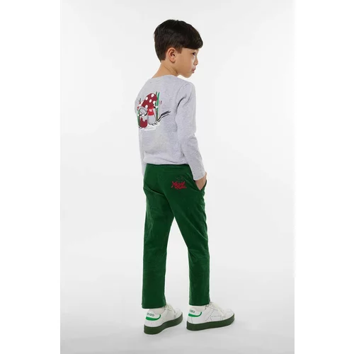 Kenzo Kids Dječja pamučna majica dugih rukava boja: siva, s tiskom