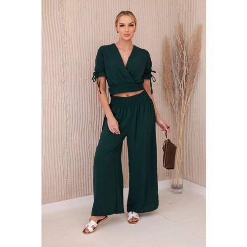 Kesi Women&amp;#039;s blouse + trousers set - dark green Slike