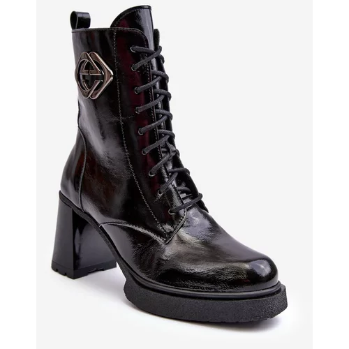 Kesi Women's leather high ankle boots black Lemar Danel
