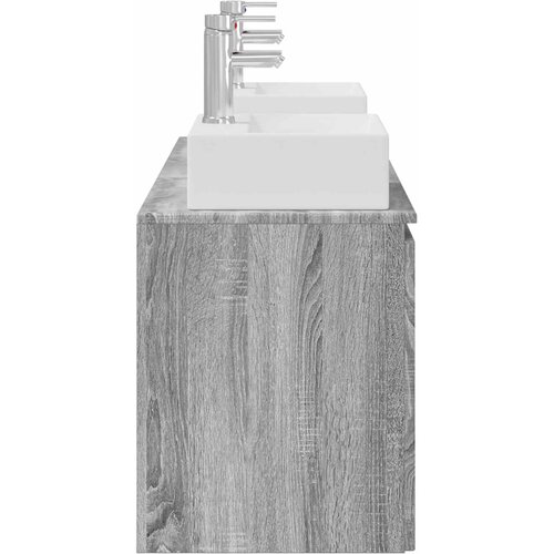  Set ormarića za kupaonicu 3 kom. Siva Sonoma 129 x 41 x 79.5 cm Slike
