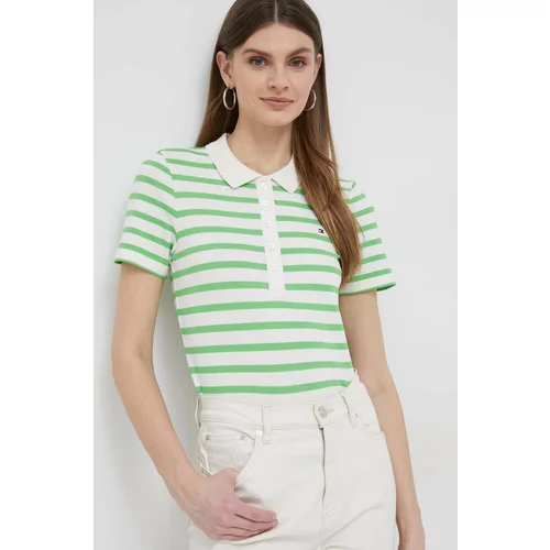 Tommy Hilfiger Kratka majica ženski, zelena barva