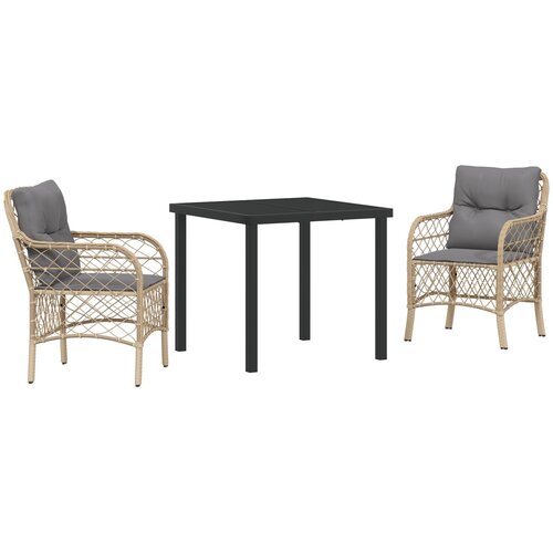 vidaXL 3-dijelni vrtni blagovaonski stol i stolice s jastučićima bež poliratan Cene