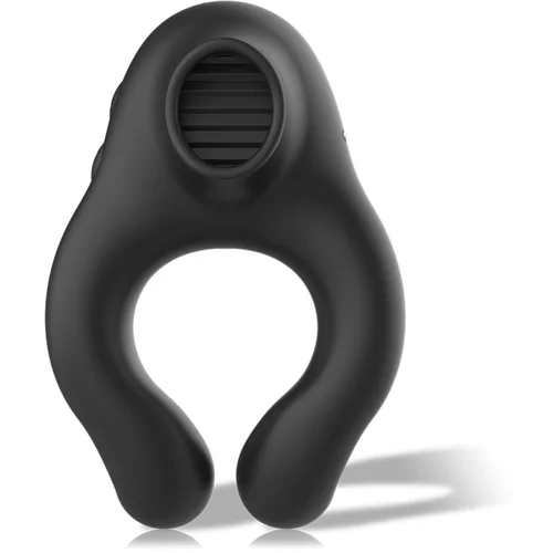 Black&Silver Cock Ring Vibrating & Licking Silicone Rechargeable Black