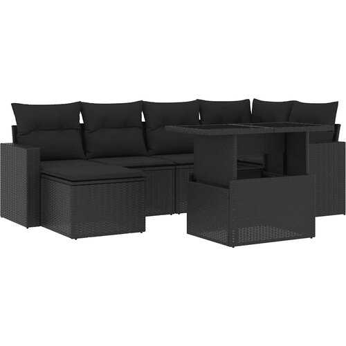 Maison Chic Seti vrtnega pohištva - Vrtna garnitura - Vrtni pohištvo set 7-delna z blazinami črn poli ratan, (21801452) Cene