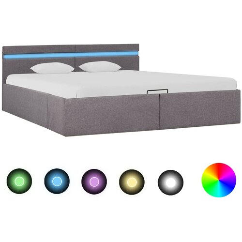 VidaXL Hidraulični okvir za krevet LED od tkanine smeđesivi 160x200 cm Slike