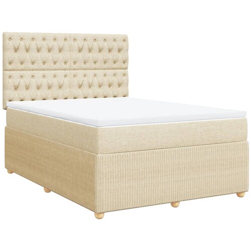 vidaXL Box spring postelja z vzmetnico krem 160x200 cm blago, (21310208) Cene
