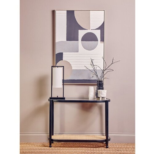 Premier Housewares Črna/v naravni barvi stranska mizica s stekleno mizno plo&amp;scaron;čo 49x100 cm Cebu &amp;ndash; Slike