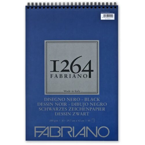 1264 BlackDrawing, blok za skiciranje sa spiralom, A3, 200g, 40 lista, Fabriano Slike