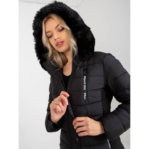 Fashion Hunters Black transitional quilted jacket with a hood Slike