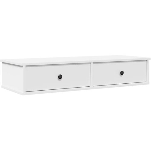  Zidna polica s ladicama bijela 100x37,5x19 cm izrađeno drvo Slike