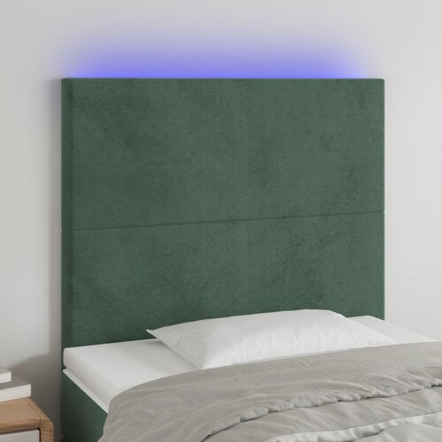 vidaXL LED posteljno vzglavje temno zeleno 90x5x118/128 cm žamet Cene