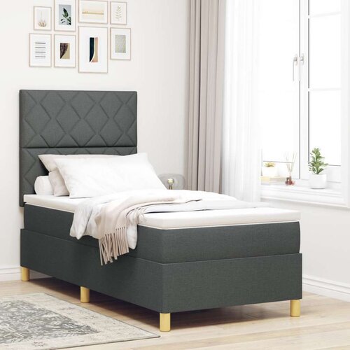 vidaXL krevet s uzglavljem i madracem tamno sivi 100x200 cm tkanina Cijene