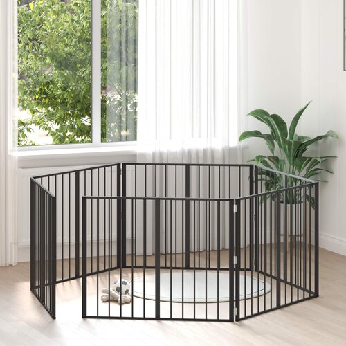  Vrata za pse 6 pcs Crna 100 x 80 cm Cinkani čelik Cene