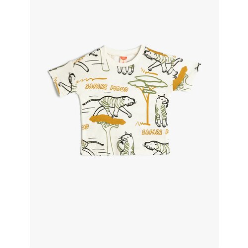 Koton T-Shirt Safari Themed Short Sleeve Cotton Cene