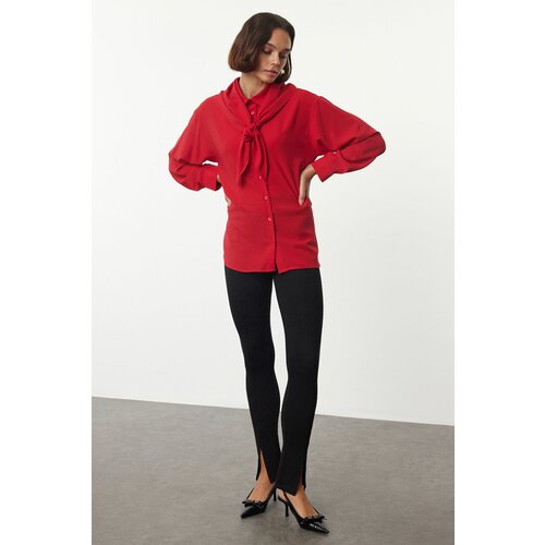 Trendyol Red Shoulder Shawl Detailed Oversize Wide Fit Shirt Slike