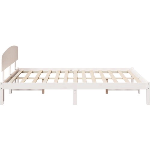 vidaXL Posteljni okvir z naslonom Bela 150x200 cm Trden les Bor Cene