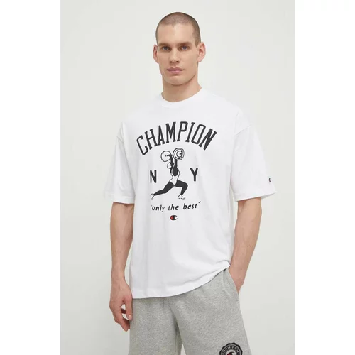 Champion Bombažna kratka majica moški, bela barva
