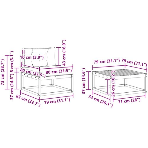  Set vanjskih sofa s jastukom 4 pcs Bijela i antracit Slike