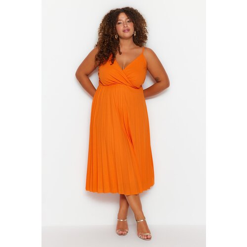 Trendyol Curve Plus Size Dress - Orange - A-line Cene