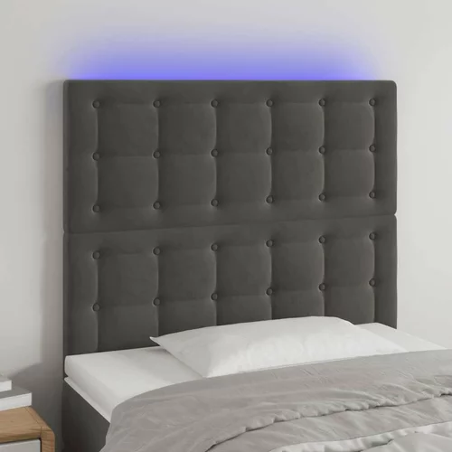  LED posteljno vzglavje temno sivo 90x5x118/128 cm žamet, (20794166)