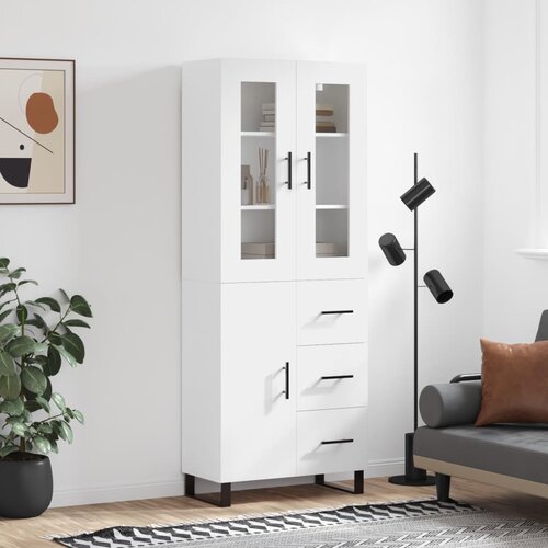 vidaXL Visoka omara bela 69,5x34x180 cm inženirski les Cene