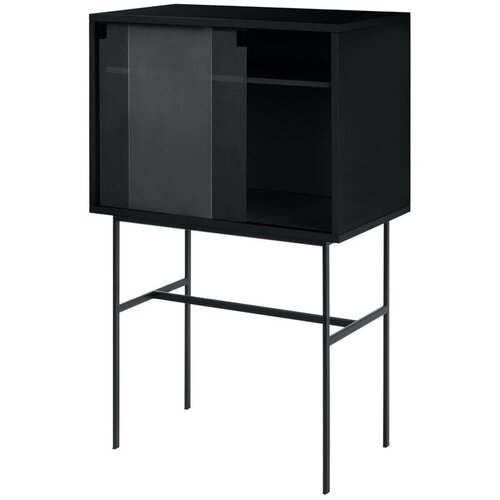noo.ma Črna vitrina z drsnimi vrati 70x109x40 cm Lekko &ndash; Cene