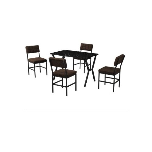 Hanah home Set Trpezarijski sto i 4 stolice Dubai Brown Black Slike