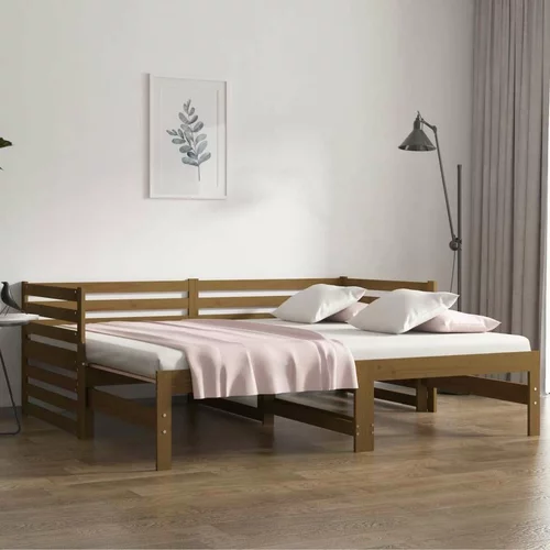  Izvlečna dnevna postelja medeno rjava 2x(90x190) cm borovina, (20723383)