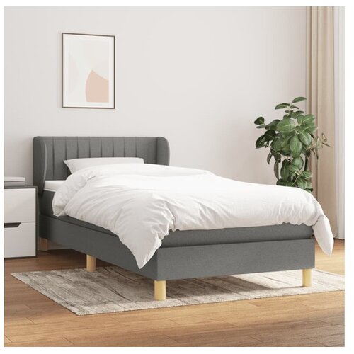  Box spring postelja z vzmetnico temno siva 80x200 cm blago Cene