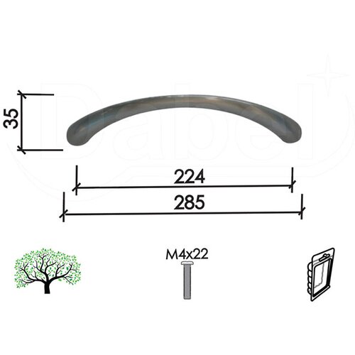 Dabel ručica za nameštaj c40 b-ni x224 mm m4x22 mm dp1 Slike