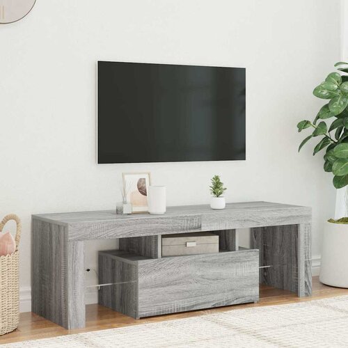  TV ormarić s LED svjetlima boja hrasta sonome 120 x 35 x 40 cm Siva Cijene