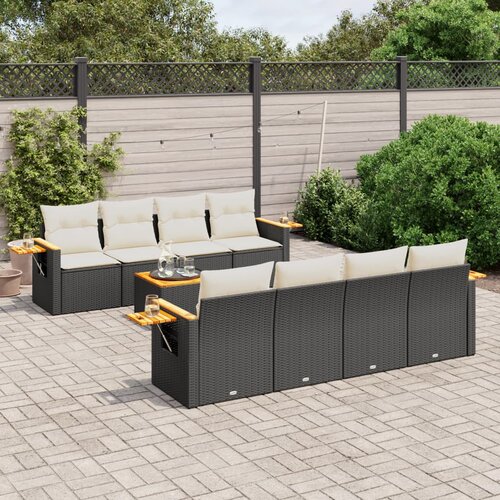 vidaXL 9-dijelni set vrtnih sofa s jastucima crni od poliratana Cene