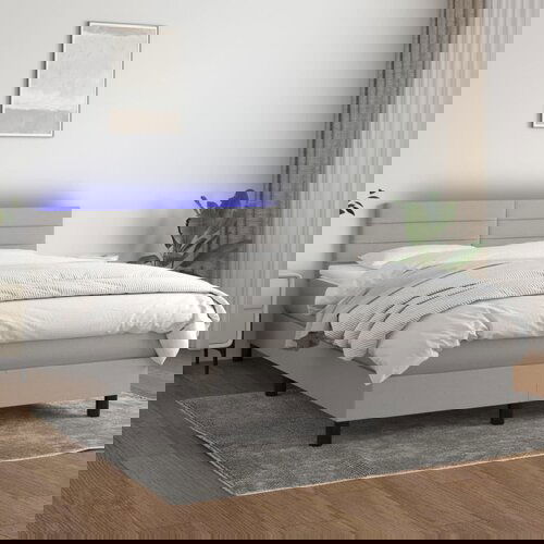 The Living Store Box spring postelja z vzmetnico LED sv. siva 140x200 cm blago - Box Spring Postelja, (21515444) Slike