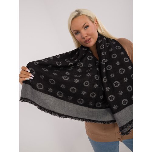 Fashion Hunters Black and gray women&amp;#039;s scarf made of patterned knit Slike