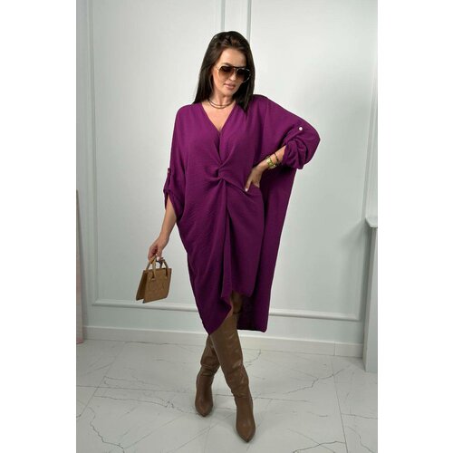 Kesi Oversize dress with V-neck in dark purple Cene