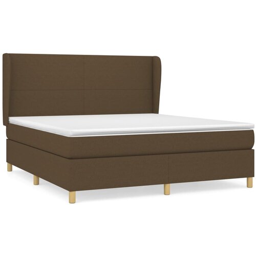 VidaXL Box spring postelja z vzmetnico temno rjava 180x200 cm blago, (20899479) Slike