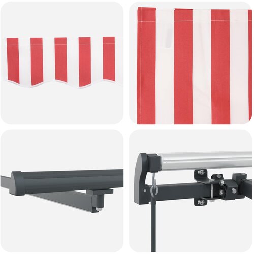  Skrovita tenda Crvena i bijela 600 &amp;times;300 cm tkanina Slike