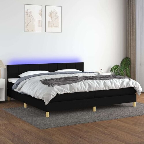  Box spring postelja z vzmetnico LED črna 200x200 cm blago, (20790059) Slike
