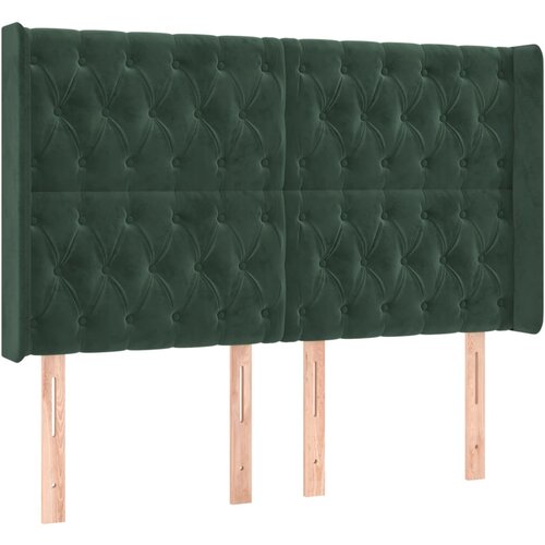 Maison Chic posteljno vzglavje - vzglavna omarica - nočna omarica z ušesi temno zeleno 147x16x118/128 cm žamet, (21707894) Cene
