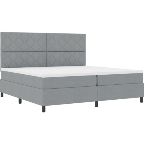  Krevet s kutijom s madracem &amp;amp;amp LED svjetlom Siva 200x200 cm Tkanina Slike