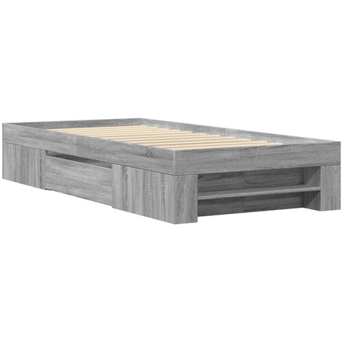 vidaXL Posteljni okvir siva sonoma 90x190 cm inženirski les, (21336413) Cene