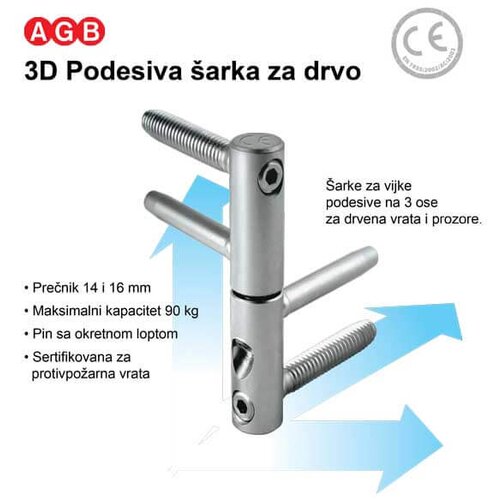  Šarka 3D uvrtna za vrata E011501615 Cene