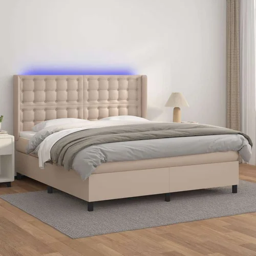  box spring madrac LED cappuccino 160x200cm umjetna koža