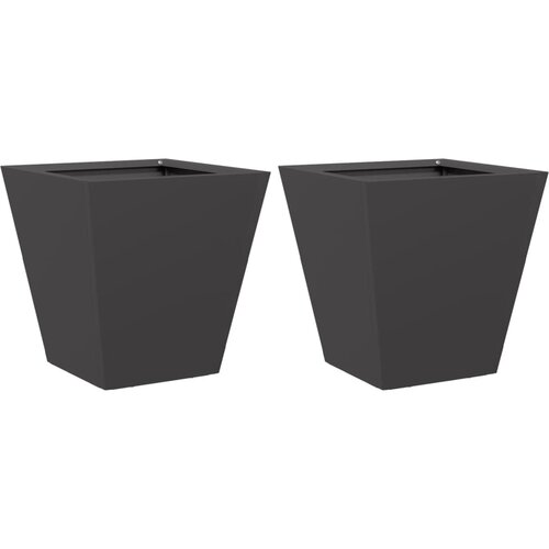 Maison Chic Vrtno korito - Greda - Cvetlični Lonec 2 kosa črna 30x30x30 cm jeklo, (21788557) Cene