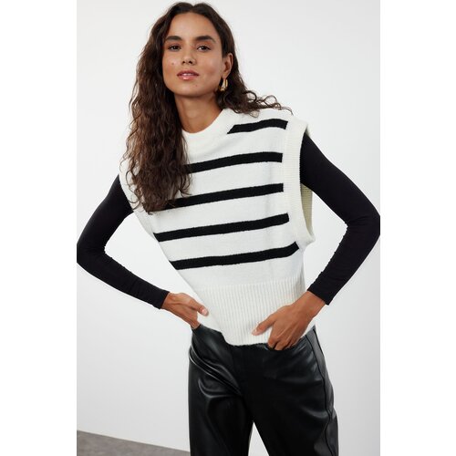 Trendyol Ecru Striped Crew Neck Knitwear Sweater Cijene