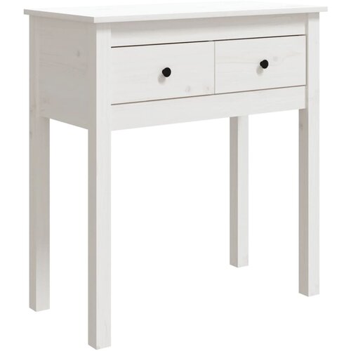 Maison Chic konzolna miza - miza ob steni bela 70x35x75 cm trdna borovina, (21786411) Cene